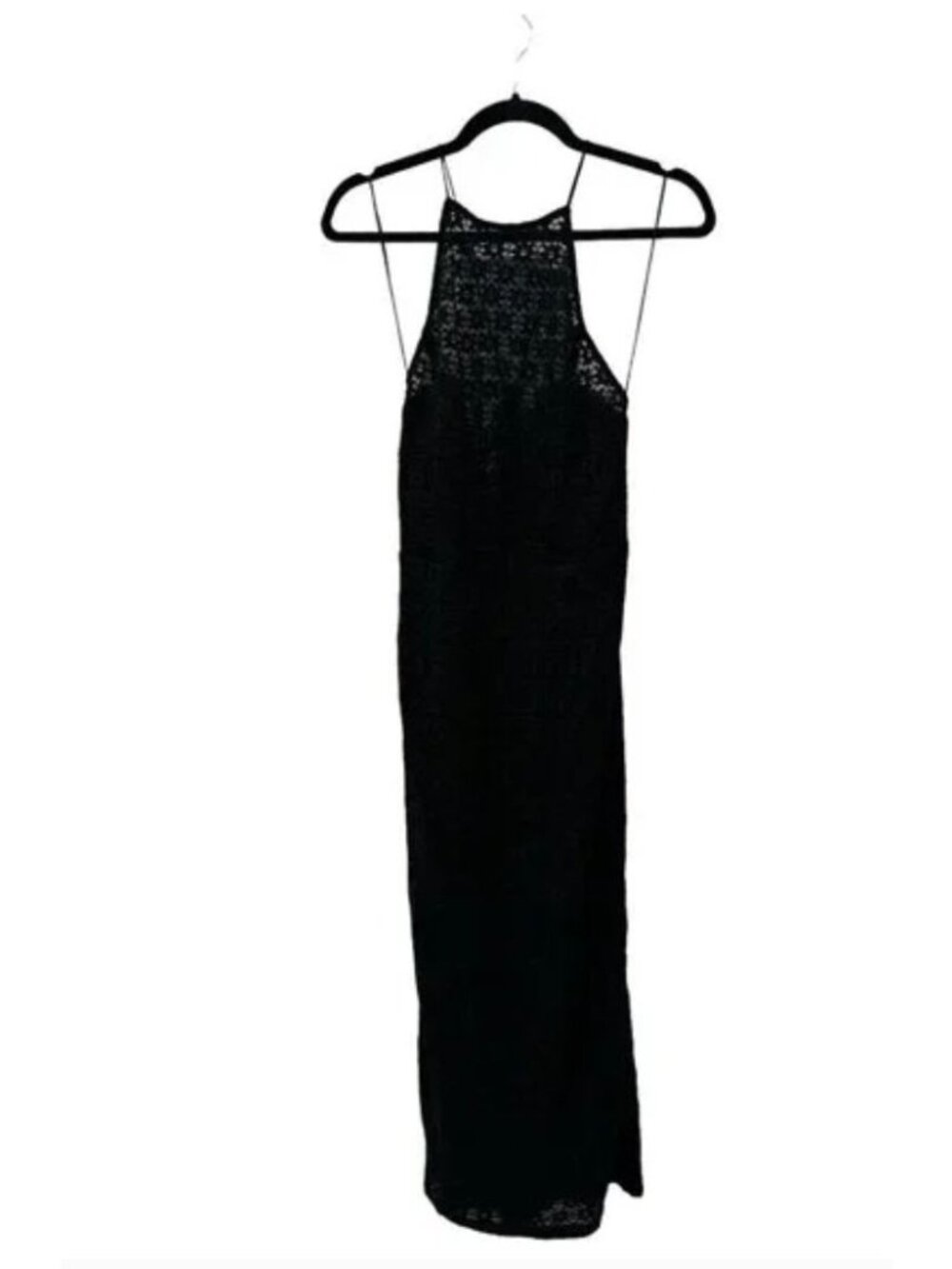 Bardot Lace Halter Neck Midi Dress Black Sleeveless Sheath Evening Cocktail Wome - Picture 3 of 8
